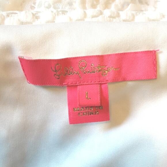 Lilly Pulitzer NEW Resort White Lexa Scalloped Shell Lace Off Shoulder Dress L - Picture 4 of 12